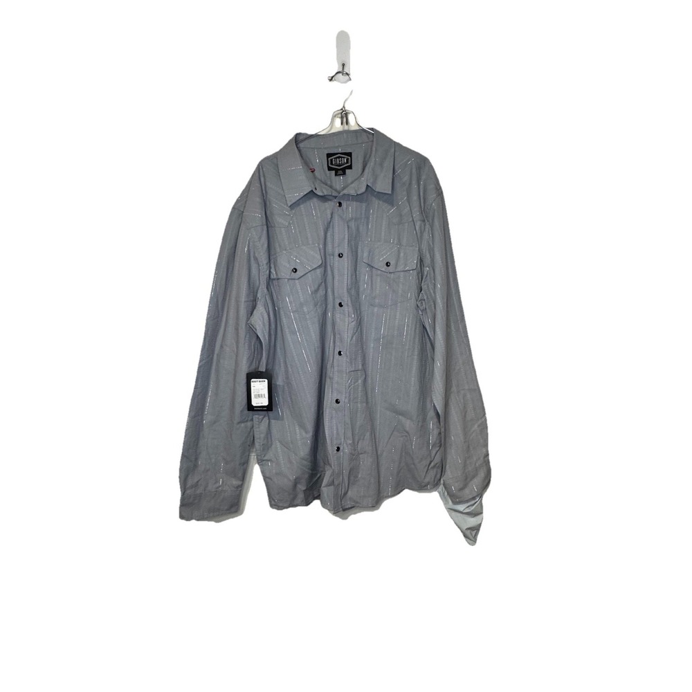 Gibson Men's Shirt Boot Barn Pearl Snap Western‎ Button Up Striped Gray XXL NWT